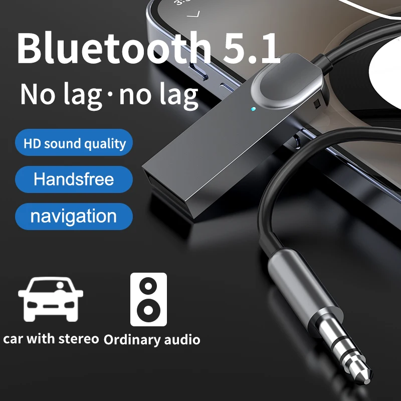 Aux Bluetooth Adapter For Car 3.5mm Jack USB Bluetooth 5.1 Receiver Speaker Auto Handfree Car Kit Audio Music Transmitter