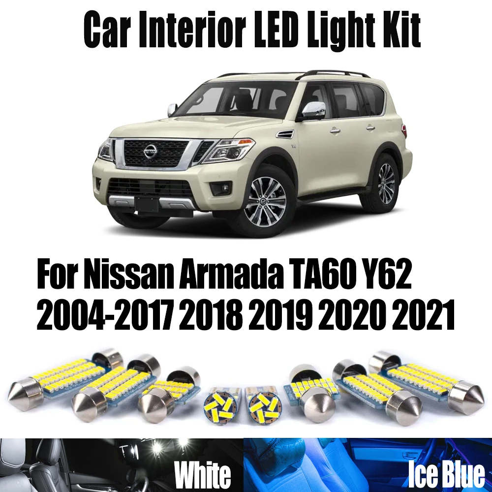 Canbus LED Interior mapa cúpula maletero Kit de luz para Nissan Armada TA60 Y62 2004- 2018 2019 2020 2021 accesorios de bombillas de lectura de coche