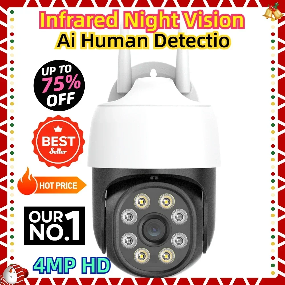 4MP HD al aire libre Ai detección humana 4MP cámara IP 3MP cámara de seguridad Wifi 2MP 1080P visión nocturna infrarroja Mini cámara inalámbrica