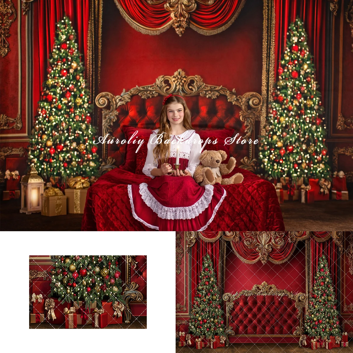 The Christmas Chamber Compose Backdrop Child Baby Photo Props Adult Kids Decor Xmas Tree Fireplace Photography Studio Background