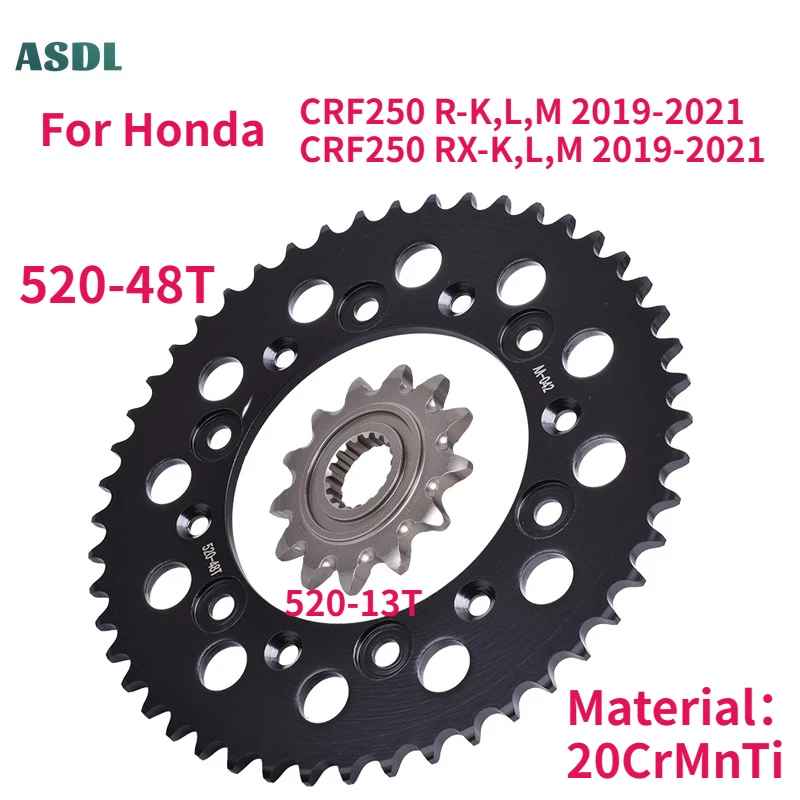 Motorcycle Front and Rear Sprockets Gear Wheel 520 13T 48T For Honda CRF250 R-K L M 2019 2020 2021 RX-K CRF 250