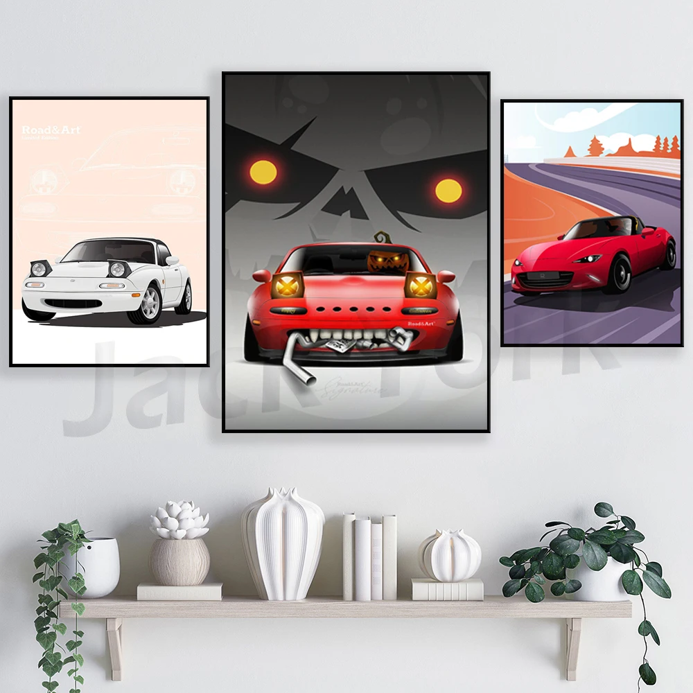 

Mazda Mx5 - Style Art Poster | Retro | Vintage | Sports | Cars | Wall Art | Decor | Print | Gift