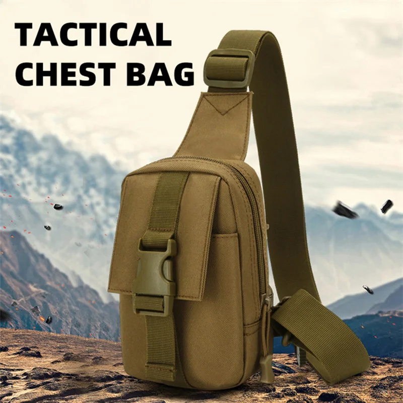 Mutifunction Fishing Chest Bag Mini Tactical Pack Men's Camo Crossbody Outdoor Small Camping Hiking Cycling Travel Shoulder Bag