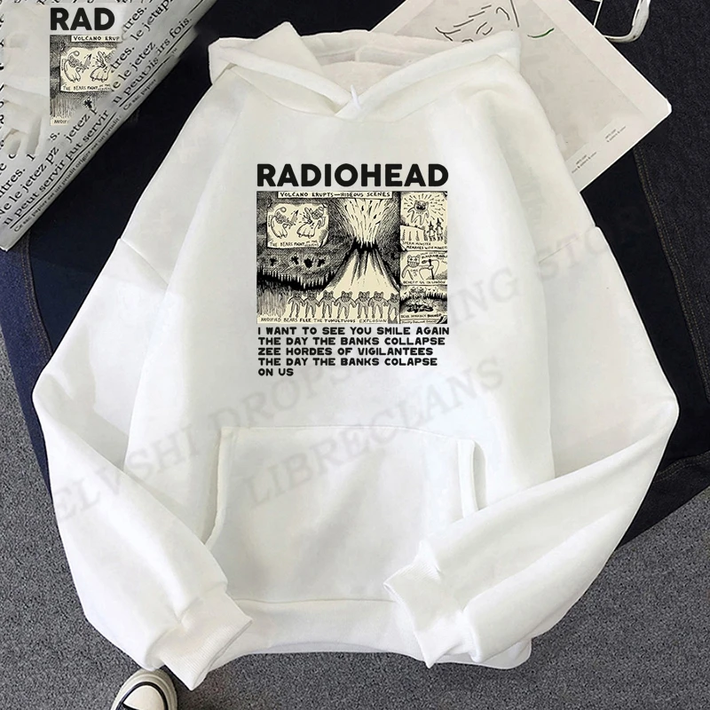 Vintage Radiohead Printed Hoodie Men\'s Street Casual Hoodie Fashion Personality Women\'s Long Sleeve Tops Unisex Men\'s Clothing