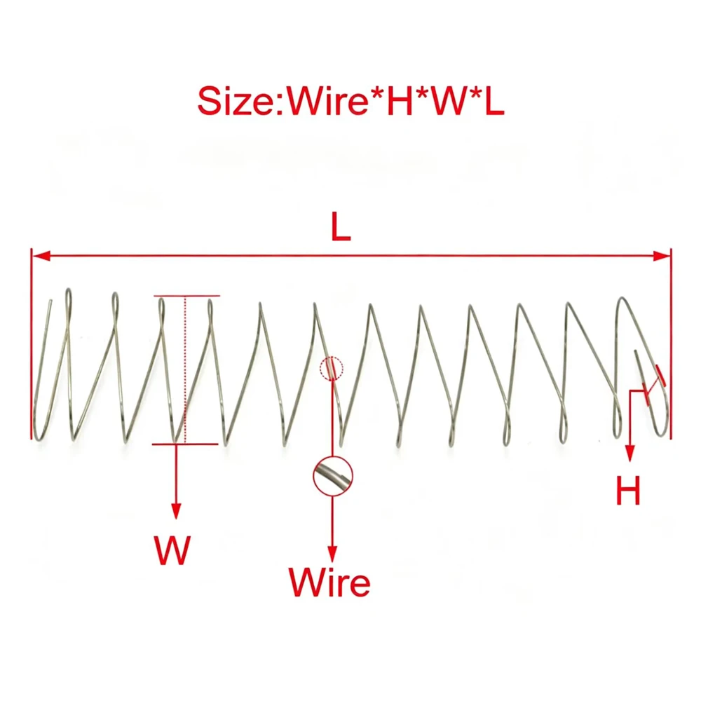 Weiyi 2pcs Carbon Steel 1.2mm Wire Diameter Square Compression Spring 1.2mm Wire Micro Spring Compression Spring Pressure Spring