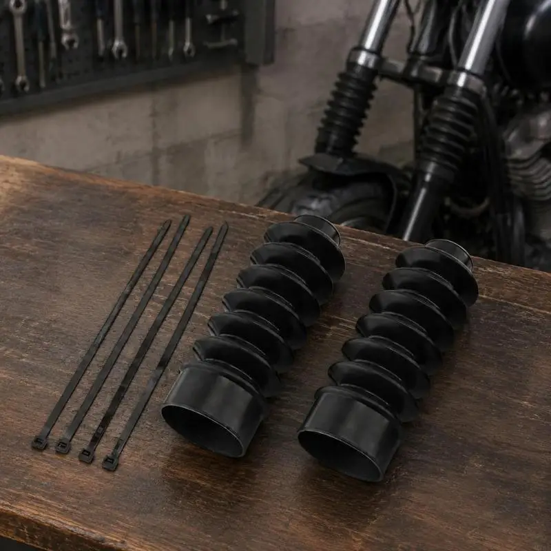 M76E Extended Integrated Fork Gaiters with Pleated Bellows Profile for XL883 XL1200