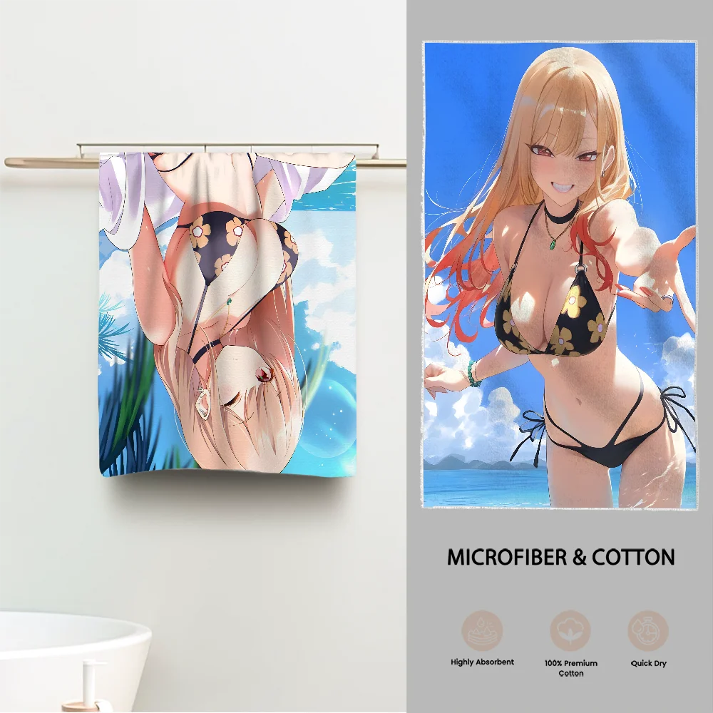 

Kitagawa Marin Sexy Anime Luxury Bathroom Hand Towels One Side Cotton One Side Microfiber Personalized Gift Dropshipping