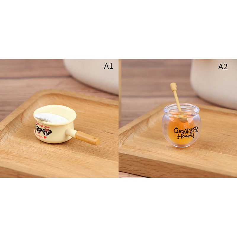 1pcs 1:12 Dollhouse Miniture Milk Pot Honey Pot Kitchen Decoration Accessories Toys