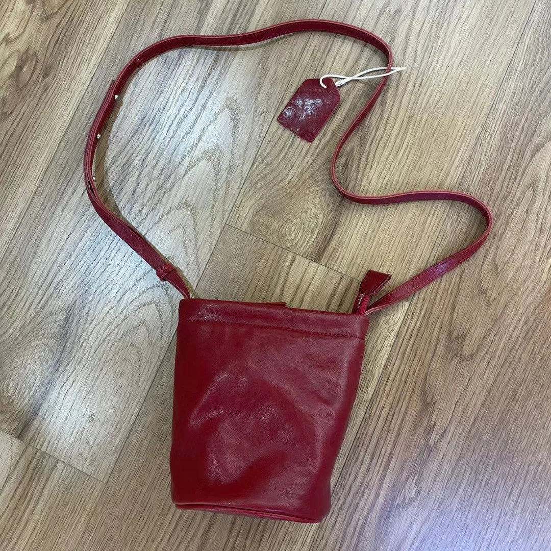 【Le4】Susde Leather Bucket Bag Crossbag For Women 2024 New Style Vintage Bags