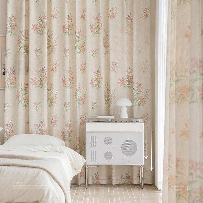 Sheer Curtains Linen‑textured Semi‑opaque Translucent Sun Shade Protection Window Drapes for Living Room Bedroom Home Decoration