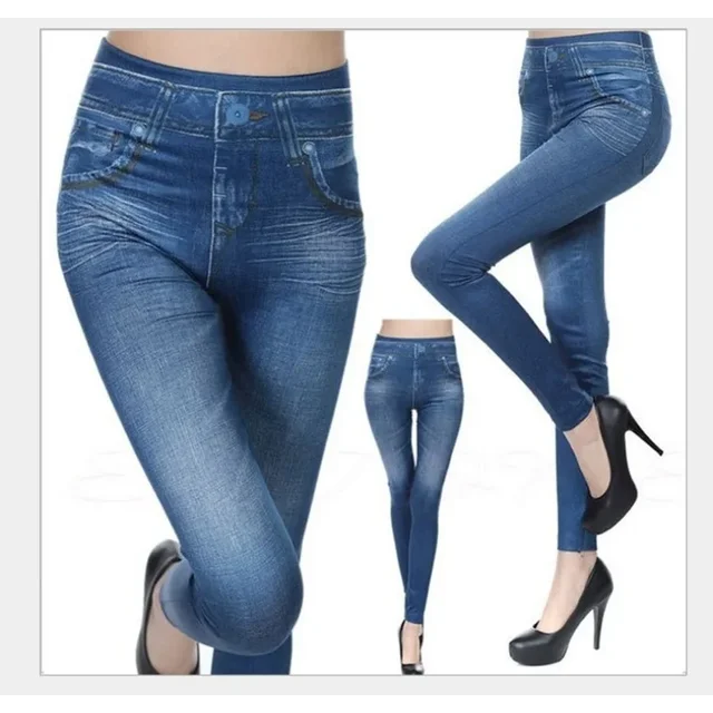 Legginsy damskie 2023 Moda Faux Denim Jeans Legginsy Sexy Long Pocket Legginsy Summer Casual Pencil Pant Rozmiar S-5XL