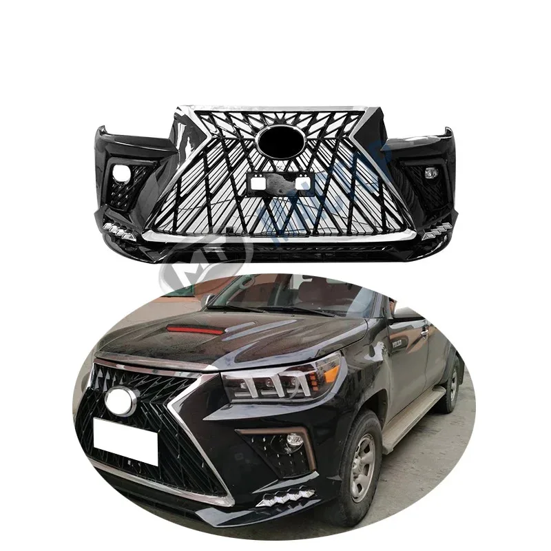

Maictop Car Body Parts Facelift Front Bumper Grille Bodykit for Hilux Revo Rocco 2016-2019 Pick up 4x4 Upgrade to Lx570