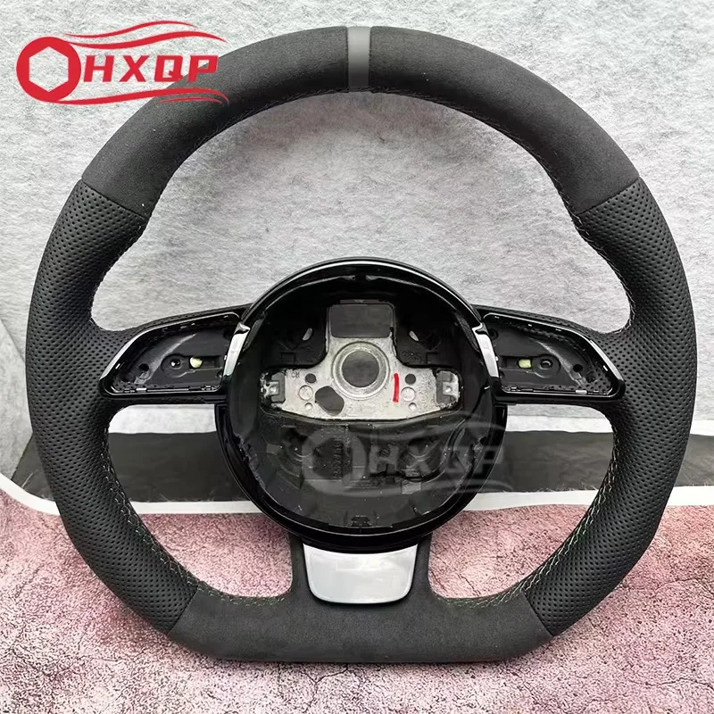 Flat-bottomed steering wheel suitable for Audi A3 8V, A4 B8, A5, A6, A7, Q3, Q5, Q7, suitable for semi-perforated leather
