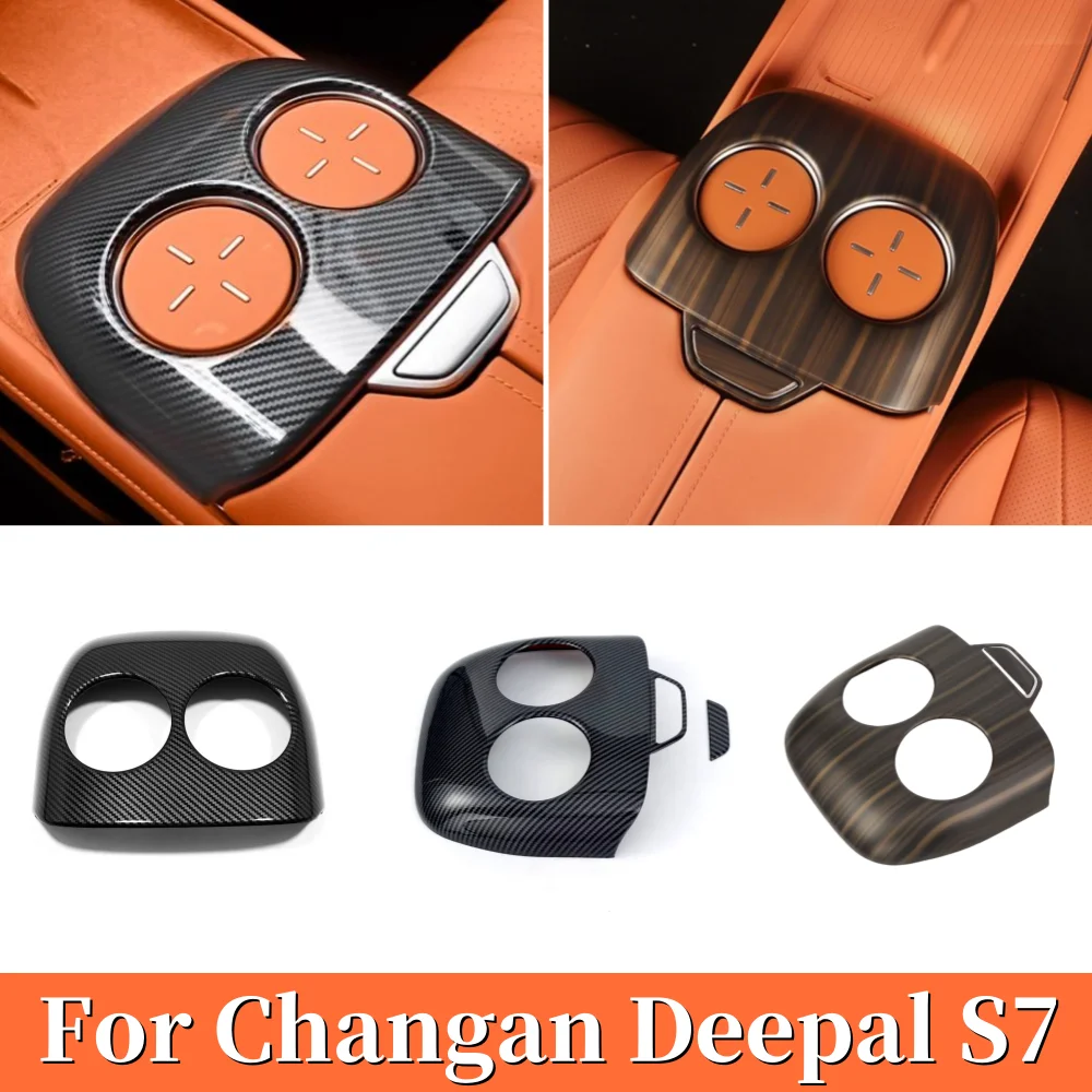 ABS Wood grain Carbon Fiber Interior Styling Accessories Car Cup Drink Holder Frame Cover Trim For Changan Deepal S7 2023 2024