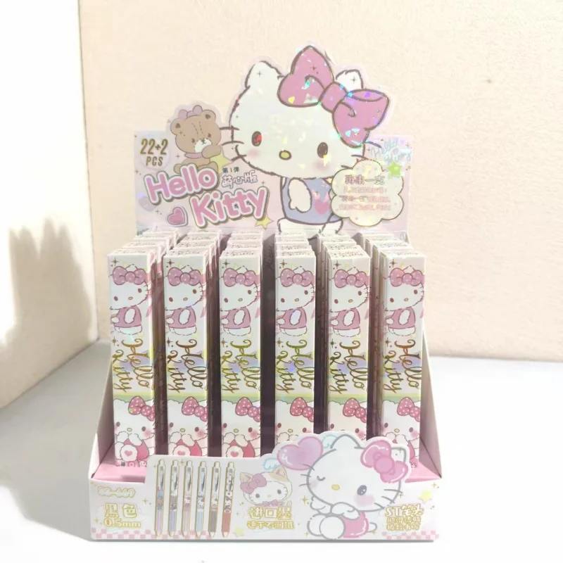 

24 шт./лот Kawaii Sanrio Kitty Press гелевая ручка милые 0,5 мм черные чернила нейтральные ручки офисные школьные принадлежности