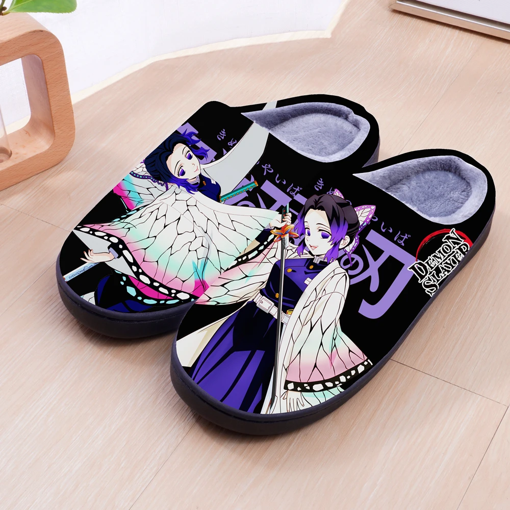 Winter Warme Hausschuhe Anime Demon Slayer Kochou Shinobu Cosplay Cartoon Schuhe für Männer Frauen Jungen Mädchen Hausschuhe Halloween Geschenk