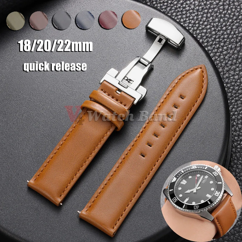 Schnellverschluss-Uhrenarmband, 18 mm, 20 mm, 22 mm, für DW für Omega, Schwarz, Braun, Rot, Dornschließe, Uhrenzubehör, universelle Armbänder