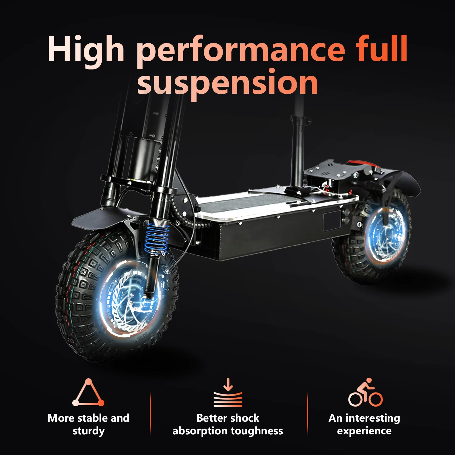 Adult Off-Road Electric Scooter 8000W Dual Drive, 60V50Ah 90Km/H and 120Km Range, Front Hydraulic and Rear Spring Dual Brake Ele