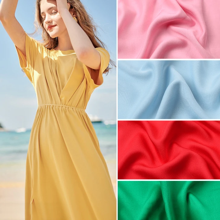 Sommer-Stoffe aus schlichtem Rayon pro Meter für Handarbeiten, Kleid, T-Shirt, Hose, Pyjama, DIY-Nähtuch, weich, bequem, Gelb, Beige