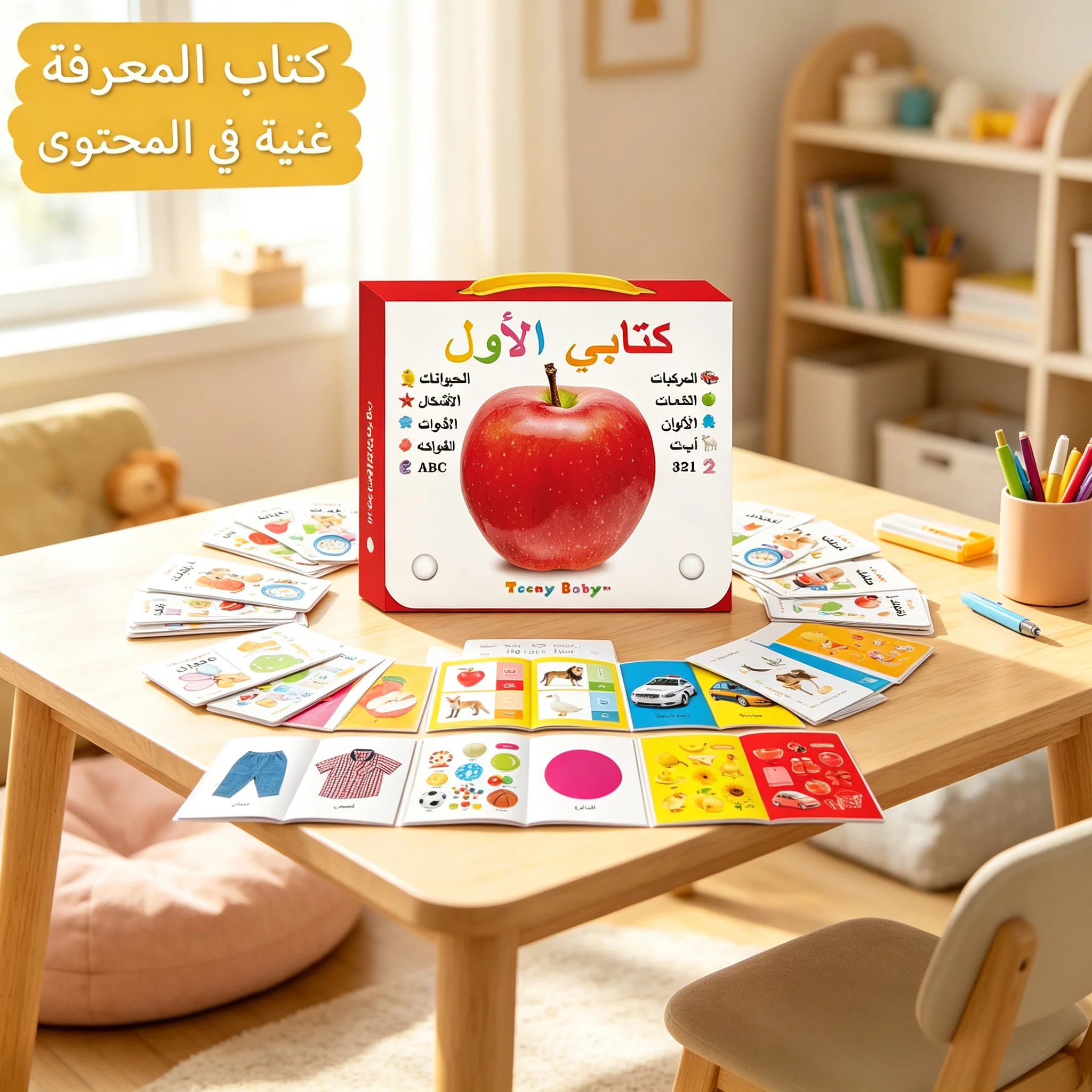 A gift box containing 10 Arabic picture books for early learning. Bright colors and rich illustrations enhance learning interest
