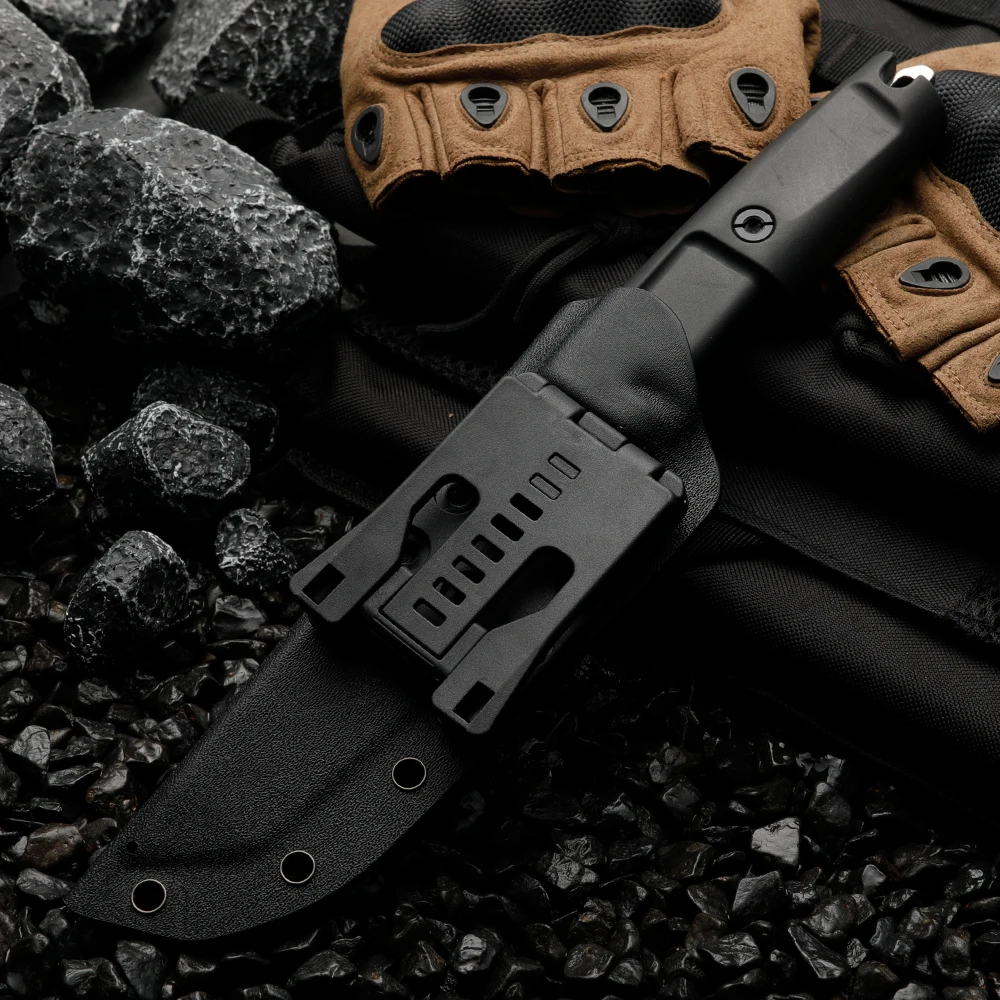 High-hardness portable knife with sheath for outdoor use, daily arc-shaped fruit cutting tool