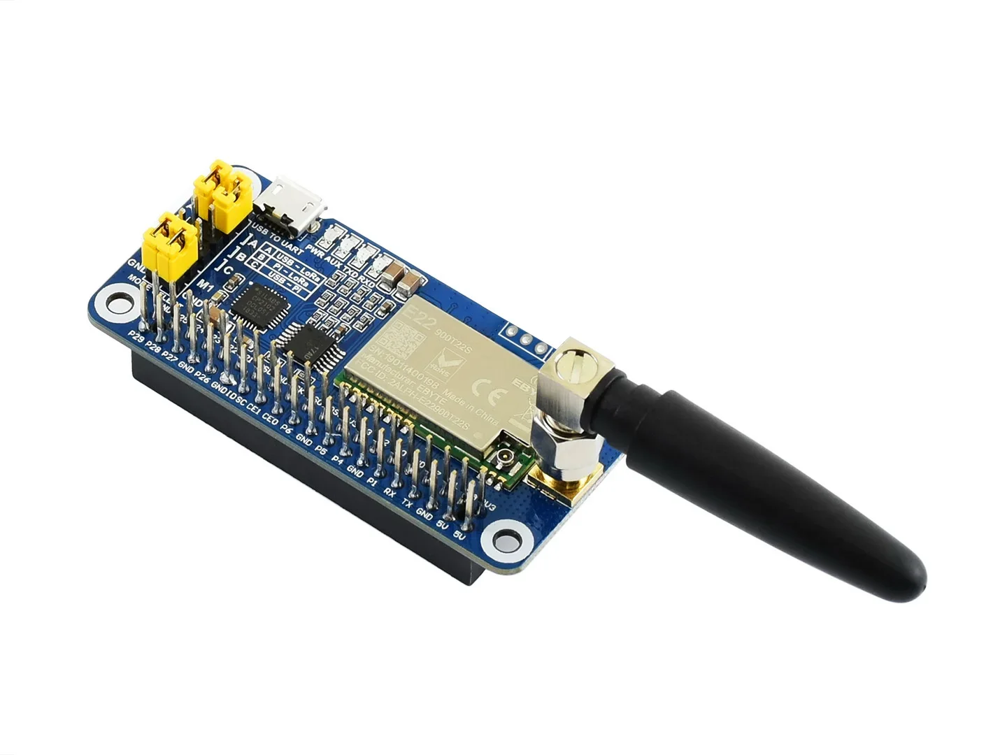 For SX1262 LoRa HAT For Raspberry Pi, UART Interface,868M/915M Frequency Band,Supports Raspberry Pi Series Boards