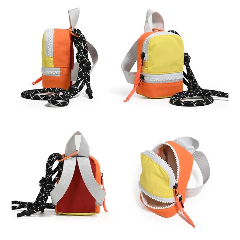 Fashion Colorful Mini Backpack Coin Purse Nylon Harajuku Bag Shape Wallet Color-blocked Portable Canvas Coin Bag Travel