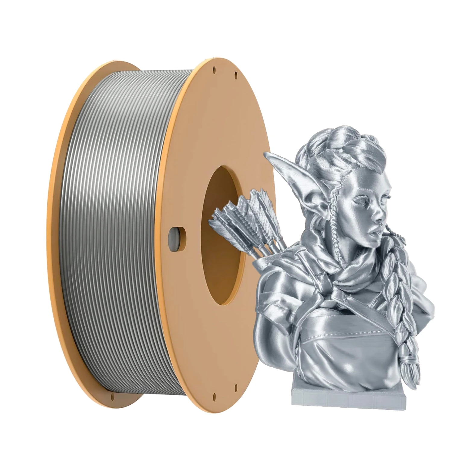 

Блестящий серебряный шелк PLA: 1,75 мм материал для 3D-печати для Bambu Lab, Creality, Anycubic, серебро 0,25 кг