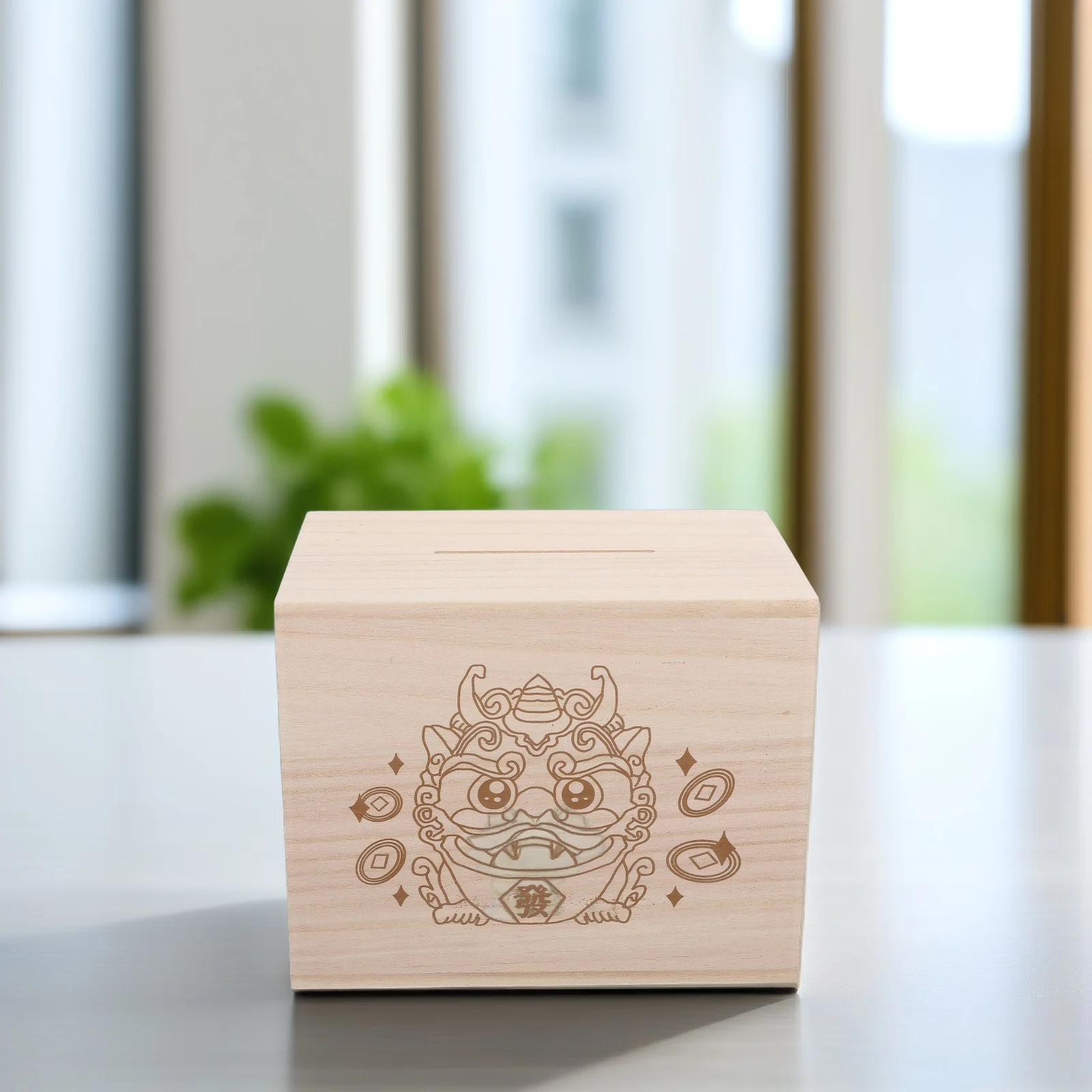 

Large Wooden Piggy Bank Coin Jar for Kids Adults 20x15x16cm Unopenable Money Holder Toy Savings Box Gift Idea
