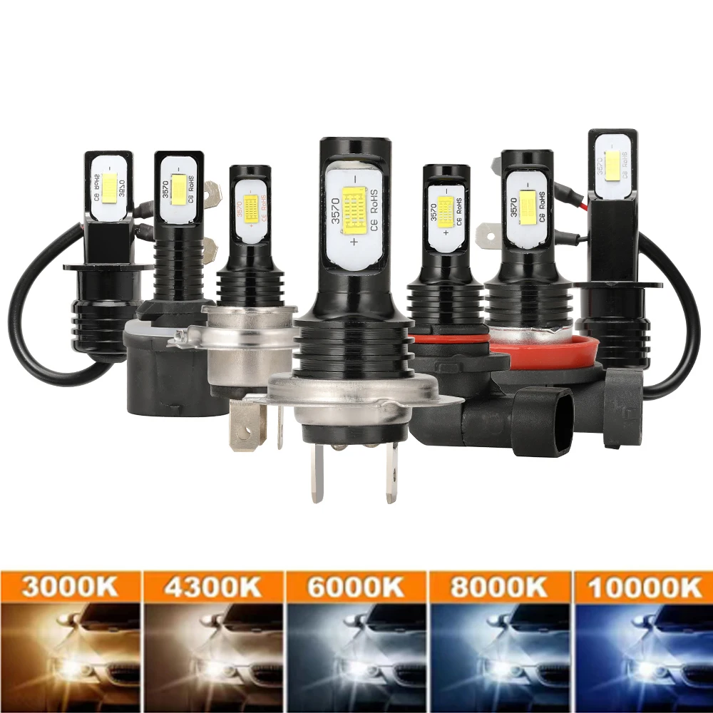 

2X LED CSP H4 H7 H3 H8 H9 H1 Car Headlamps High Low Beam Fog Light Bulb White 6000k LED Car HeadLight 80W Led Atuo Lamp DRL