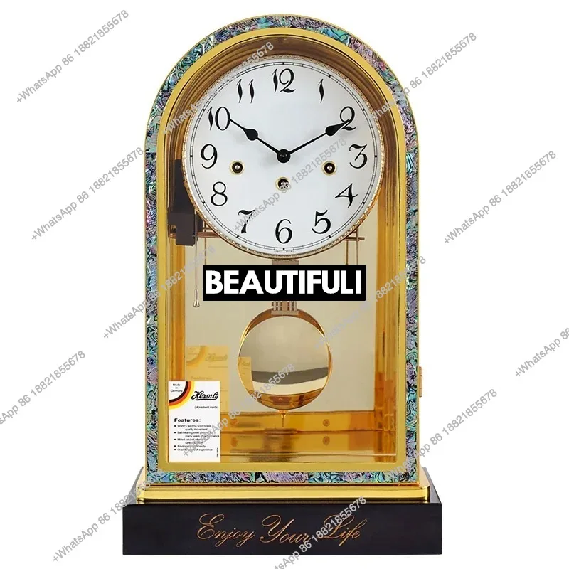 

European light luxury mechanical clock living room high-end German movement table clock ebony