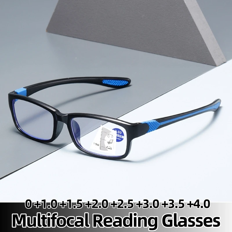 

Progressive Multifocal Glasses Men Women Sports TR90 Frame Reading Glasses Unisex Classic Square Near Far Presbyopia Eyeglasses