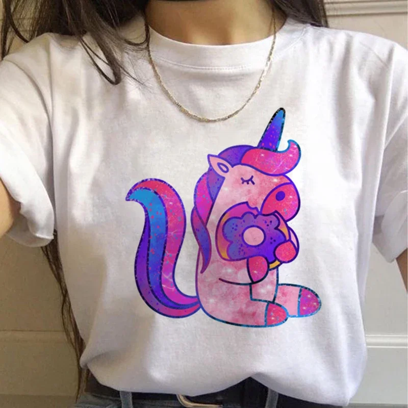 Harajuku T Shirt Funny Unicorn Kawaii Women Graphic Top Cute Unicornio Ullzang Cartoon T-shirt Funny Print T-shirt Female Tee