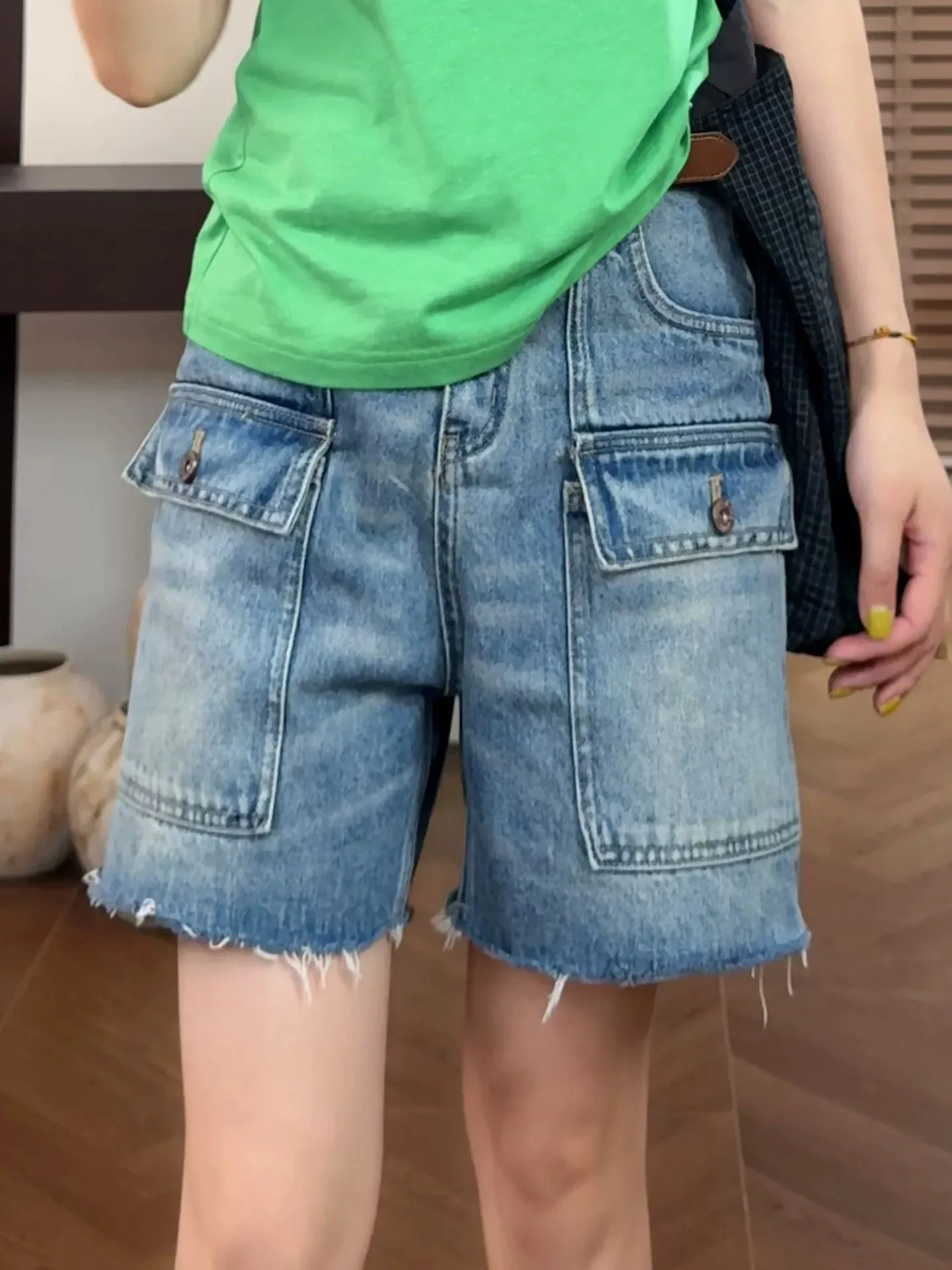 

Slimming High Waist Denim Shorts Women's Summer Thin New Style Small Size Workwear Five-Quarter Pants Casual Washed Jeans