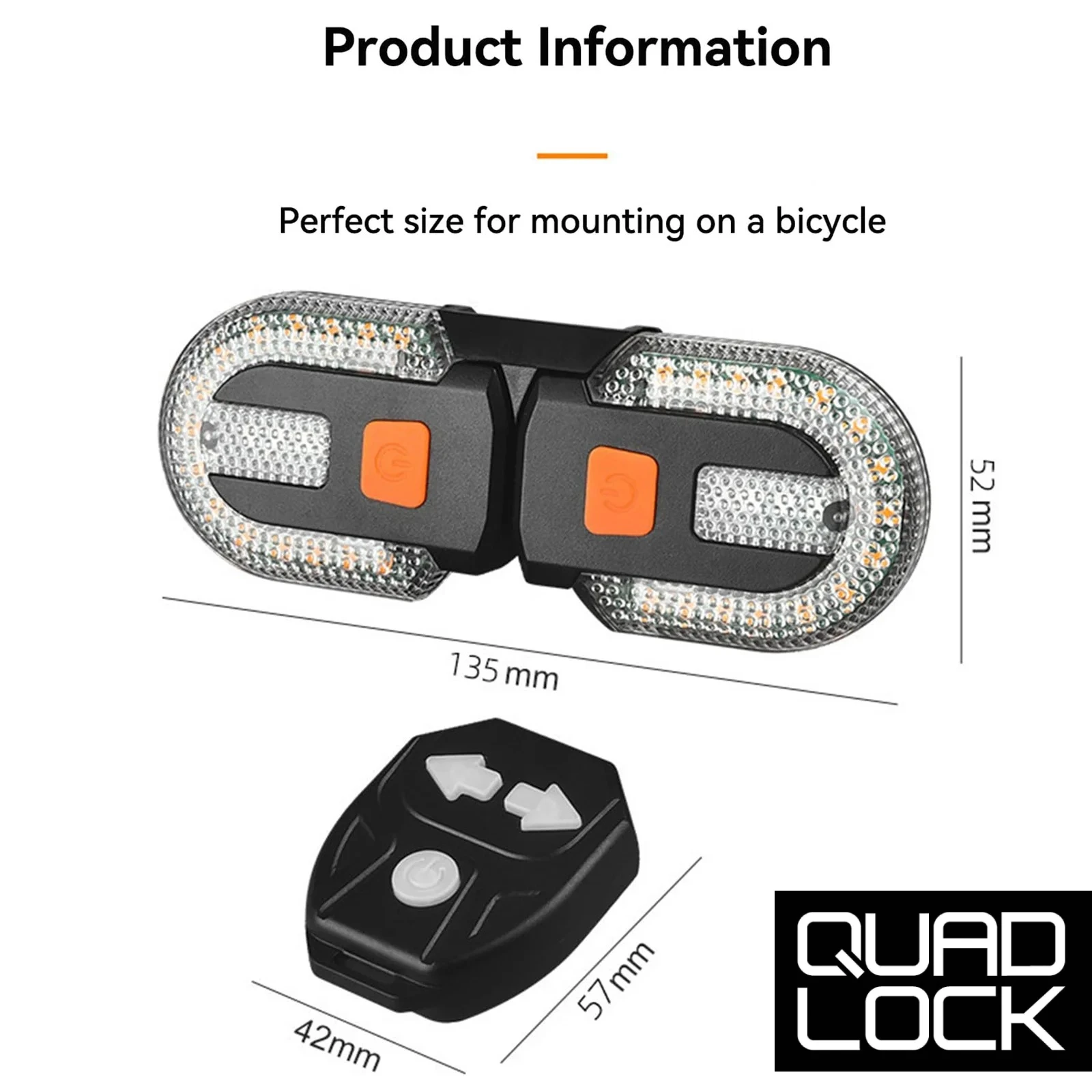QUAD LOCK Wireless Remote Control Turn Signal Tail Light Usb Charging Bicycle Light Night Riding Warning Light Bicycle