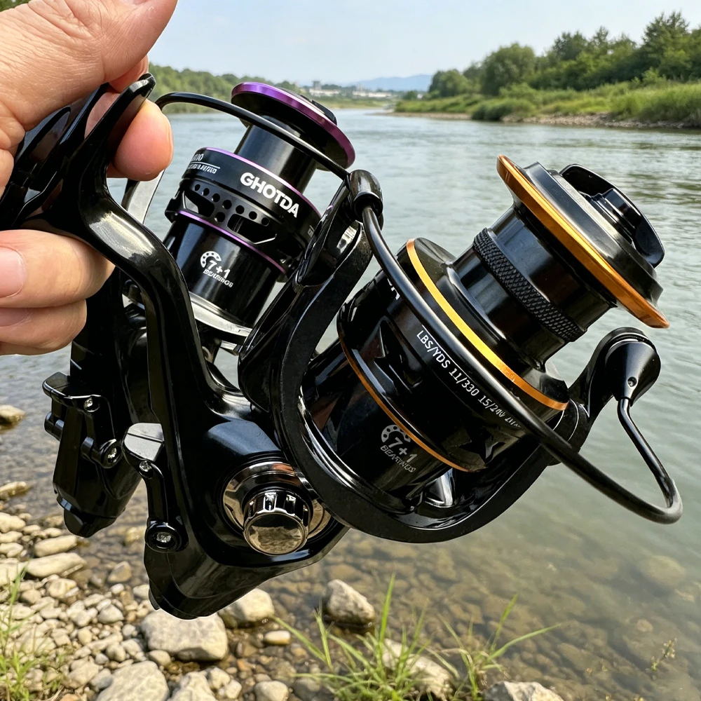 Carrete de pesca con doble freno y aluminio CNC, cambio L/R - imagen 2
