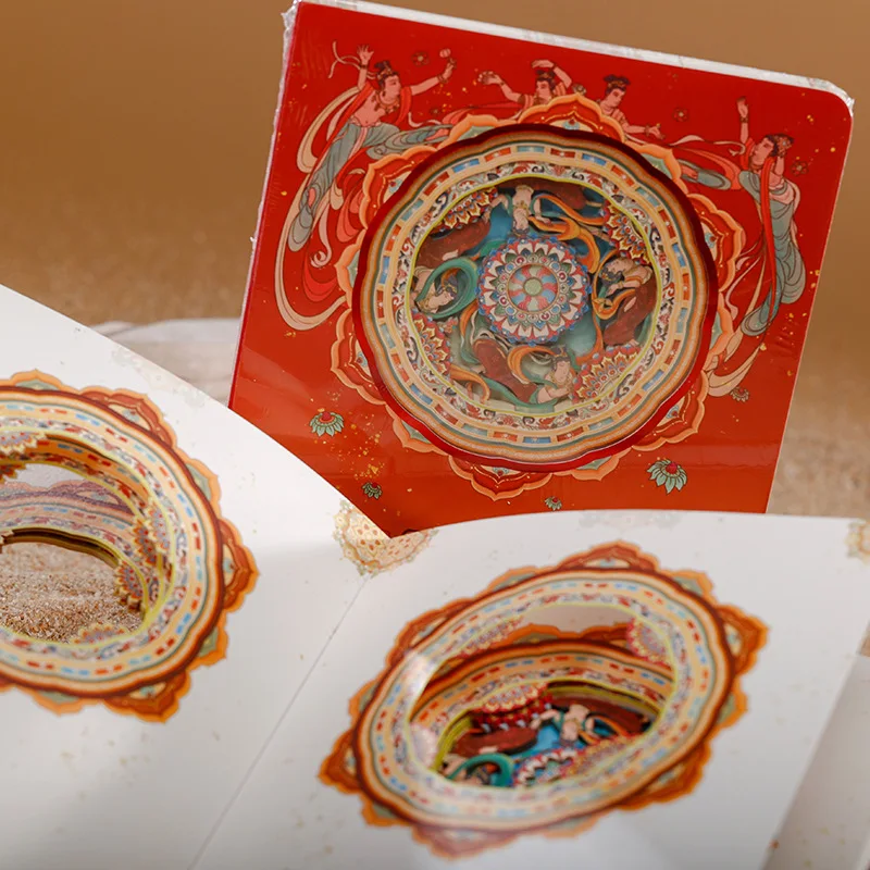 Dunhuang Flourishing Age Flying Apsaras National Trend Style 3D Stereo Paper Carving Notebook Creative Artwork