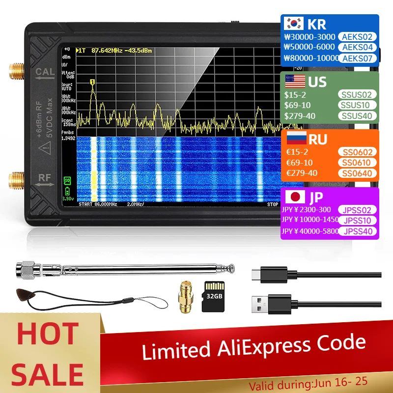 

Handheld Tiny Spectrum Analyzer 100KHz-5.3GHz 4 Inch Touch Screen RF Ultra Spectrum Analyzer with 3000mAh Battery