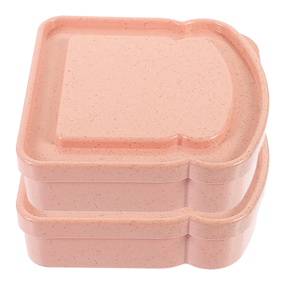 

2 Pcs Pink Reusable Sandwich Box Bread Container for Kitchen Home Bakery Lightweight Easy Storage Food Containers