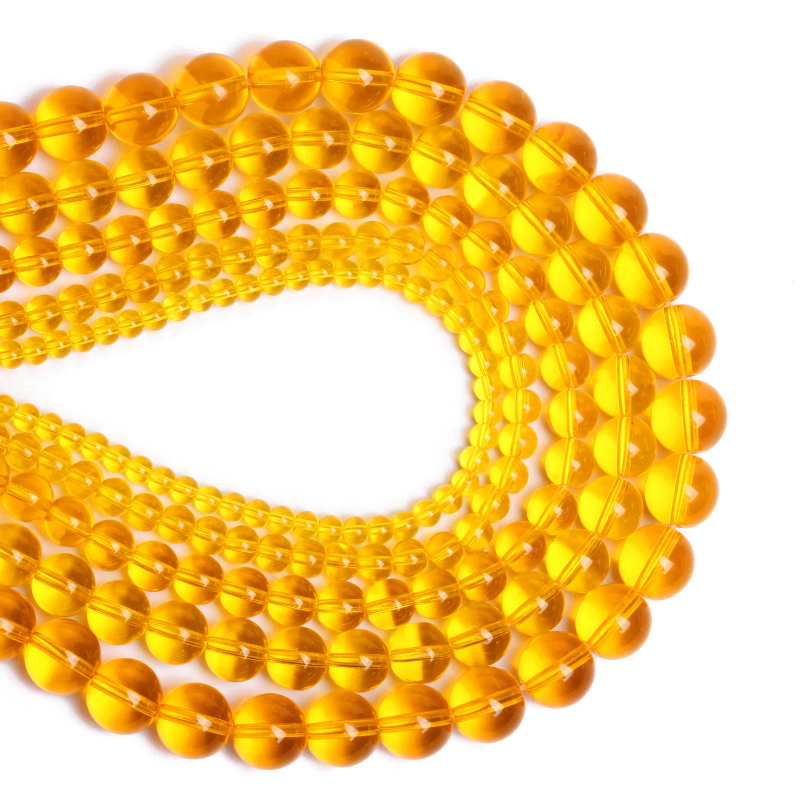 Yellow Crystal Citrines Round Beads for Bracelet Necklace Jewelry Making Fashion Handwork Material 4/6/8/10mm