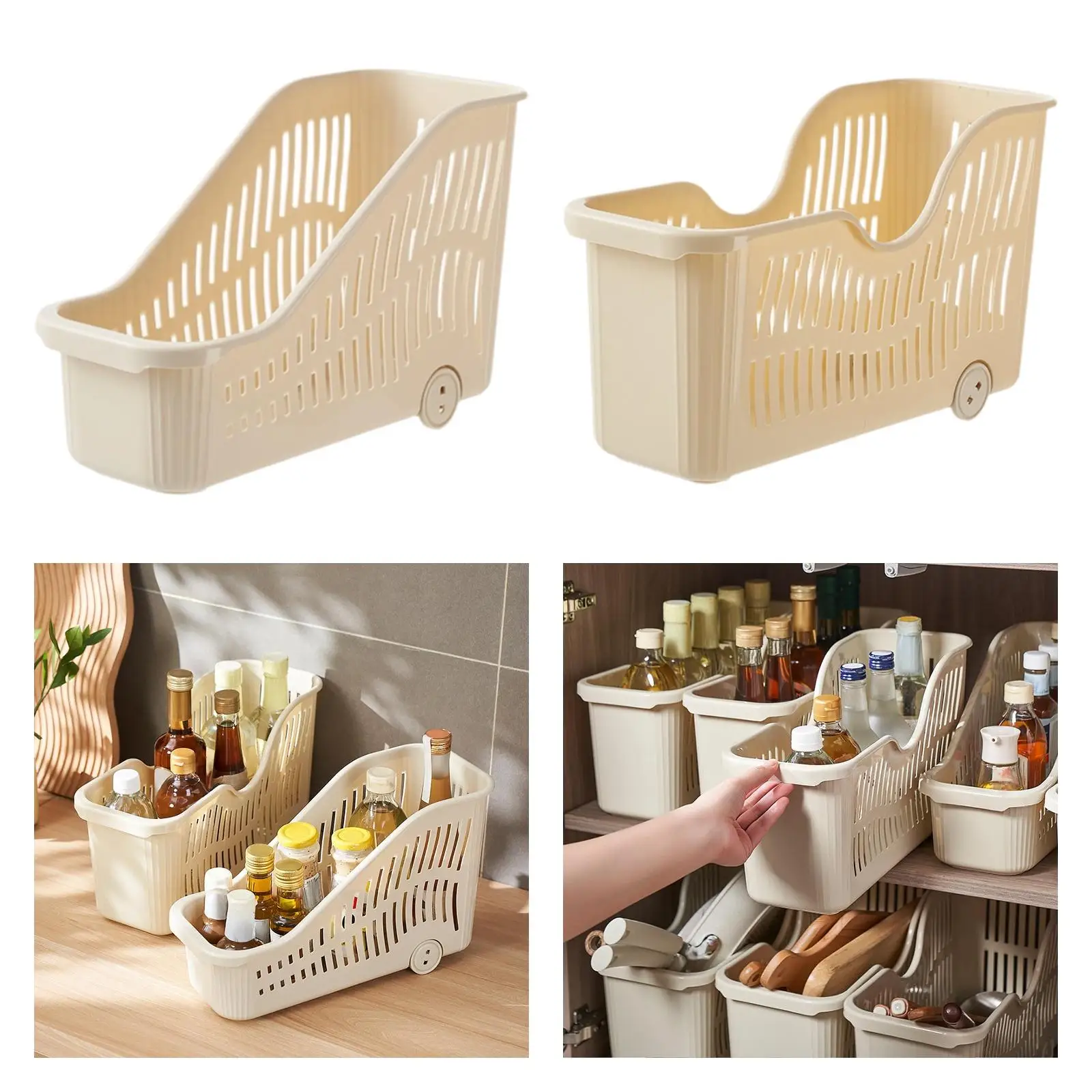 Rolling Storage Bin Decorative Pantry Storage Bin for Home Kitchen Bathroom