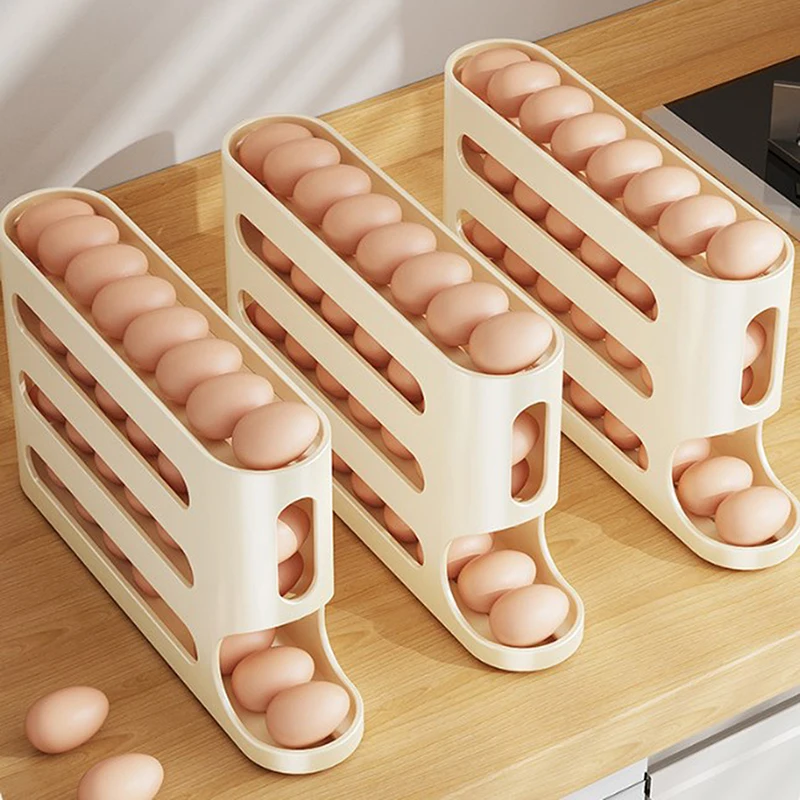 1pcs Refrigerator Egg Storage Box Automatic Scrolling Egg Holder Household Kitchen Dedicated Roll Off Egg Storage Rack