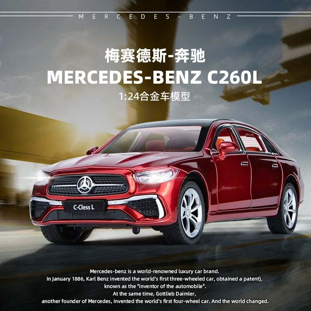 1:24 Mercedes-Benz C260L Hohe Simulation Diecast Metall Legierung Modell auto Sound Licht Ziehen Sammlung Kinder Spielzeug Geschenke y8