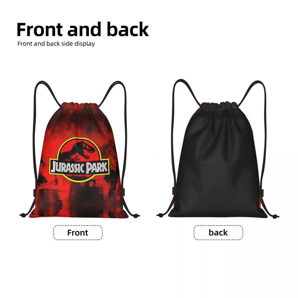 Custom Dinosaur World Jurassics Parks Drawstring Backpack Sports Gym Bag for Men Women Shopping Sackpack