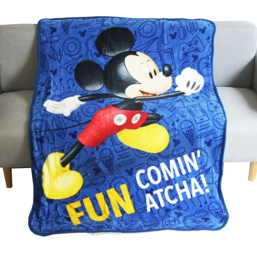 Disney Fun Navy Mickey Mouse Backing Sherpa Blanket Thick Super Soft Quilt Cover Travel Throw Plush Bedspread 100x140cm