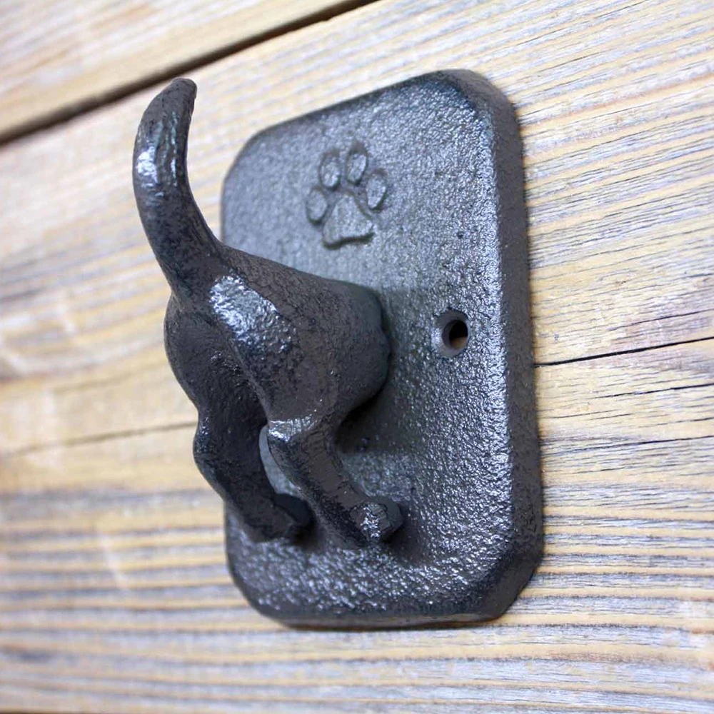 Cast Iron Dog Tail Hook Coat Rack Unique Hook Heavy Duty Holder Creative Dog Leash Hook Backpack Holder Decorative Wall Hanger