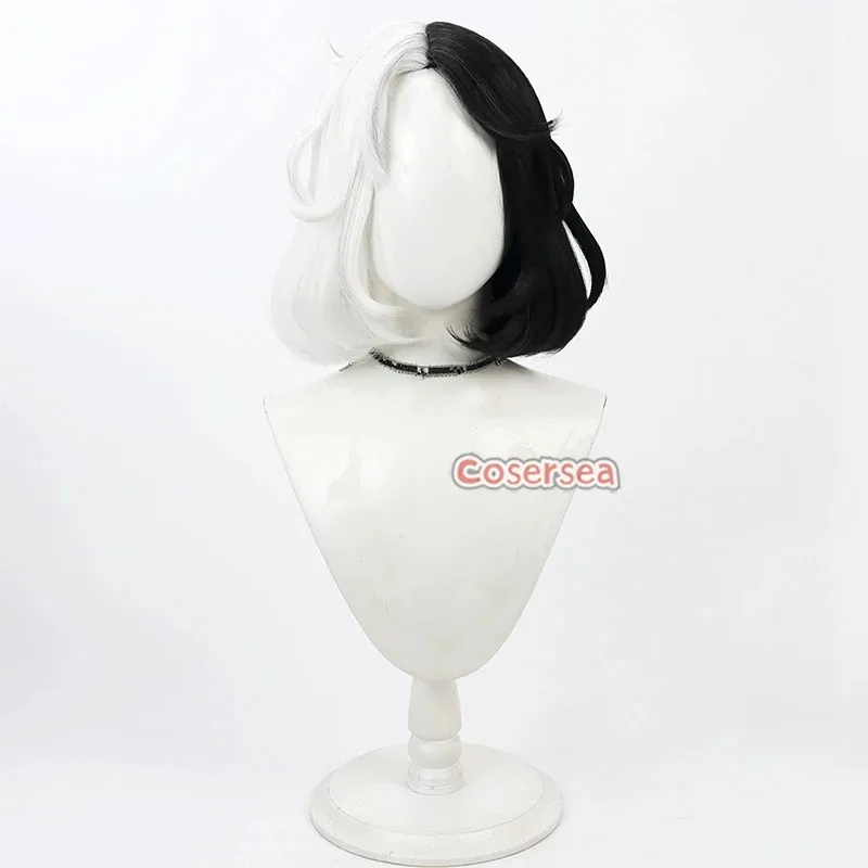 

2025 11 Парики для косплея Cosersea Game Identity V Джокер Хэллоуин 40 см Длинный прямой белый и черный парик Синтетические волосы Тепло R
