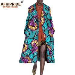 African Long Coats for Women AFRIPRIDE Full Sleeve Mid-calf Length Double Button Turn Down Collar Casual Coat A722417