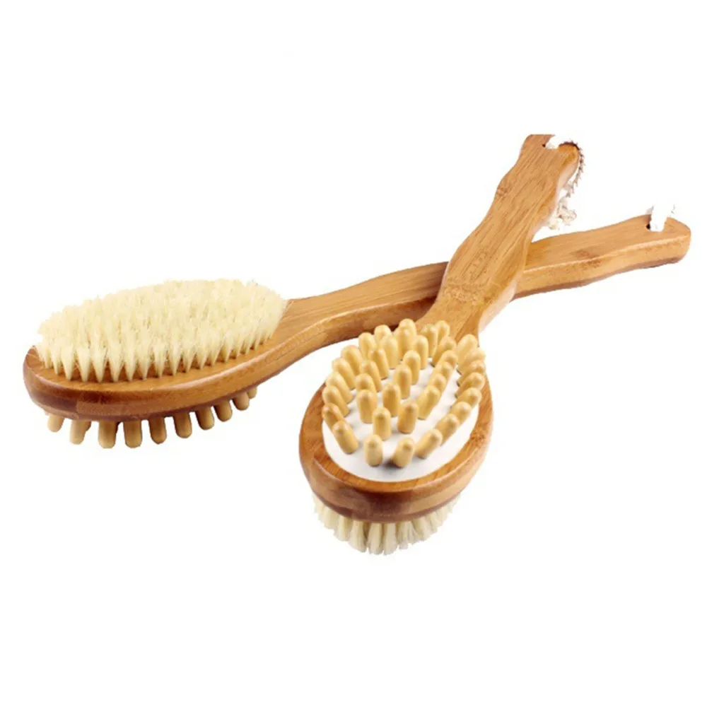 1PCS Bath Blossom Bamboo Body Brush for Back Scrubber Natural Bristles Shower Brush with Long Handle Dry Brushing