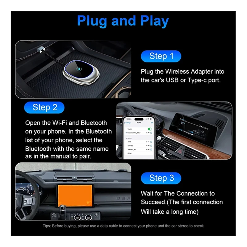 FFYY-محول Carplay اللاسلكي Android Car Dongle التوصيل والتشغيل صندوق ذكي محول السيارات اللاسلكي Carplay Ai Box للسيارات